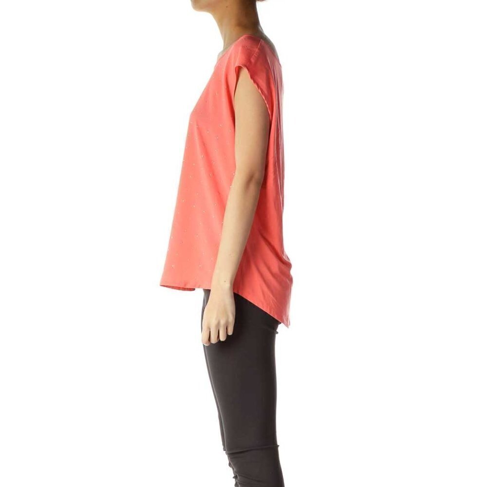 Calvin Klein Orange Studded Sleeveless Blouse - Picture 2 of 3